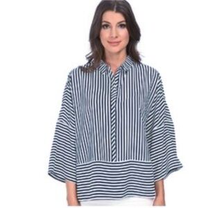 PIAZZA SEMPIONE Blue  White Striped Button Down Shirt Size M